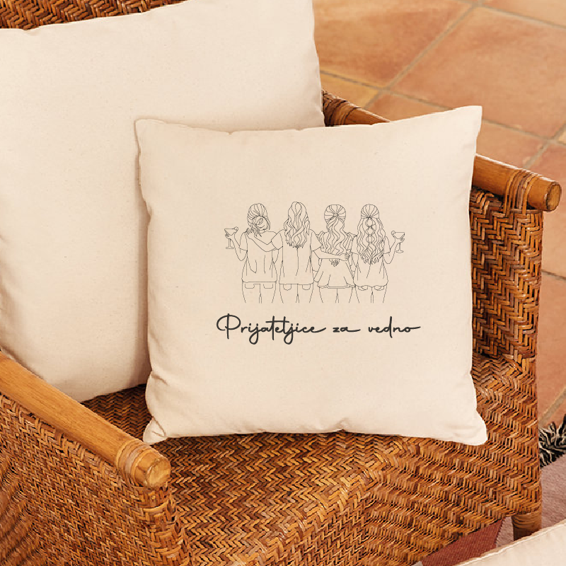 Platnena prevleka za blazino z vezenino Friends - napis po izbiri