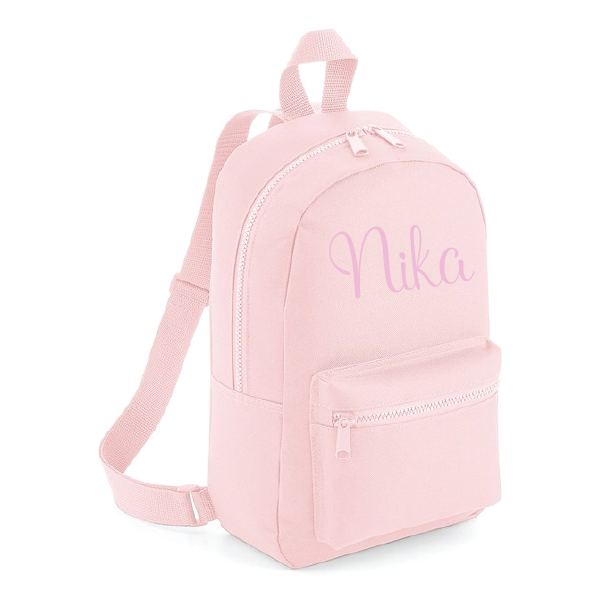 Nahrbtnik z izvezenim imenom - nežno roza