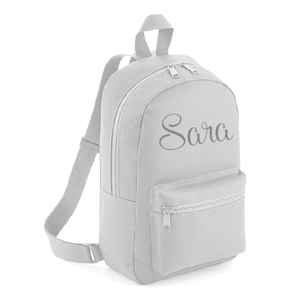 Nahrbtnik z izvezenim imenom - siv