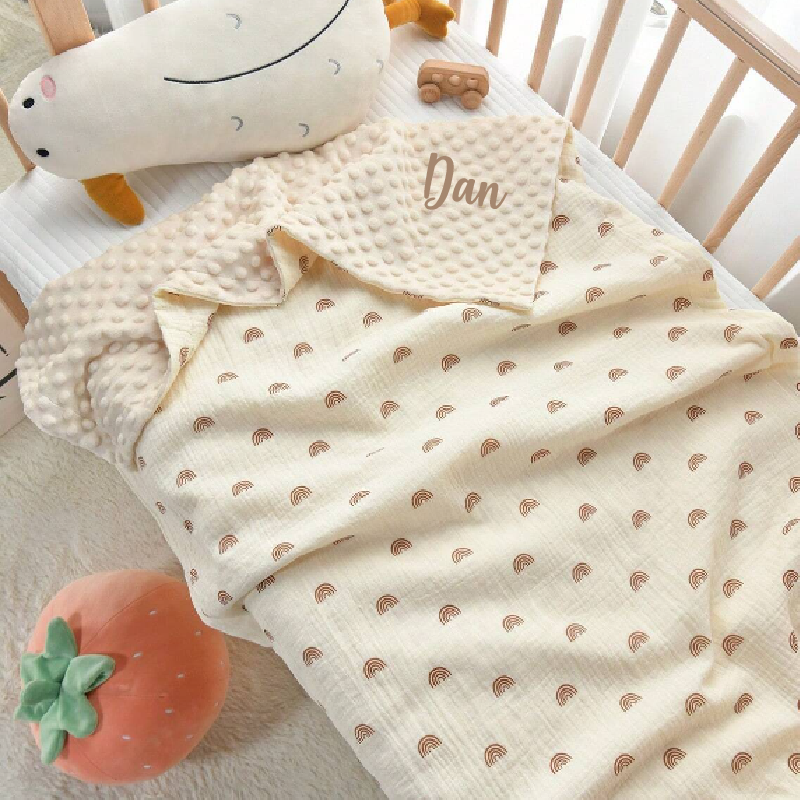 Odejica z izvezenim imenom - Boho rainbow