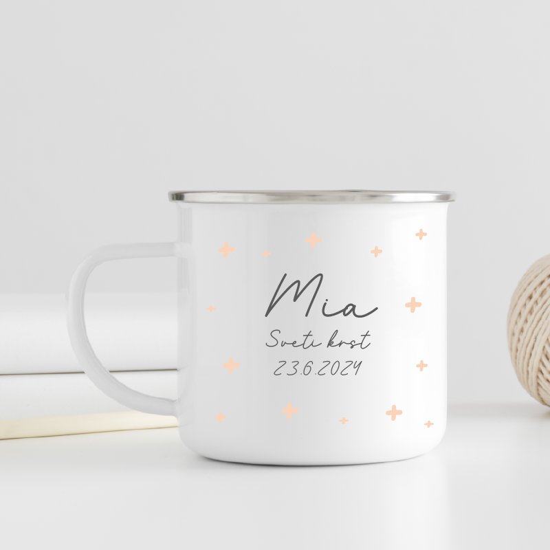 Skodelica Angelček - z imenom, napisom in datumom