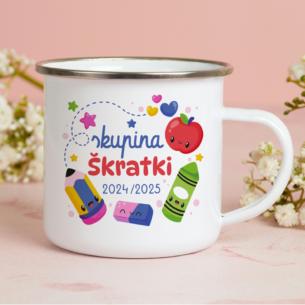 Emajlirana skodelica Ime skupine - napis po želji
