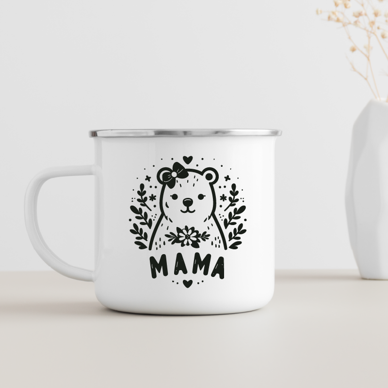 Emajlirana skodelica Medvedka mama