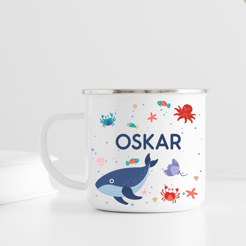 Emajlirana skodelica z imenom po izbiri - Ocean