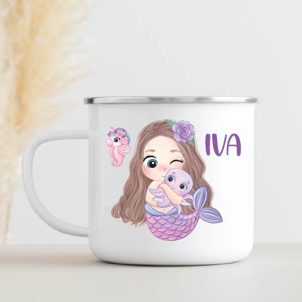 Emajlirana skodelica z imenom po izbiri - Mermaid