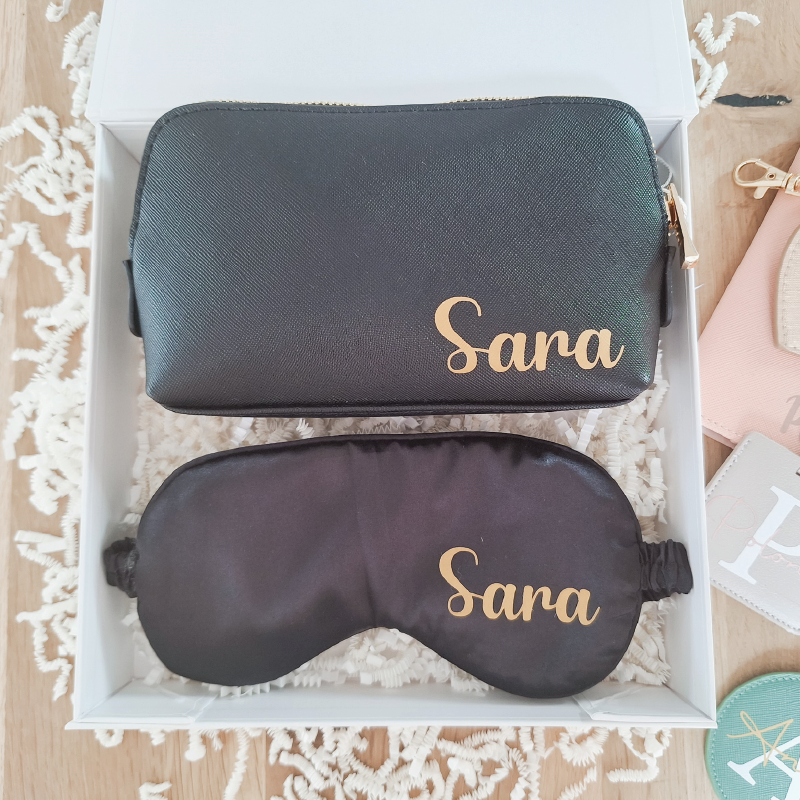 Maska za spanje z imenom - črna