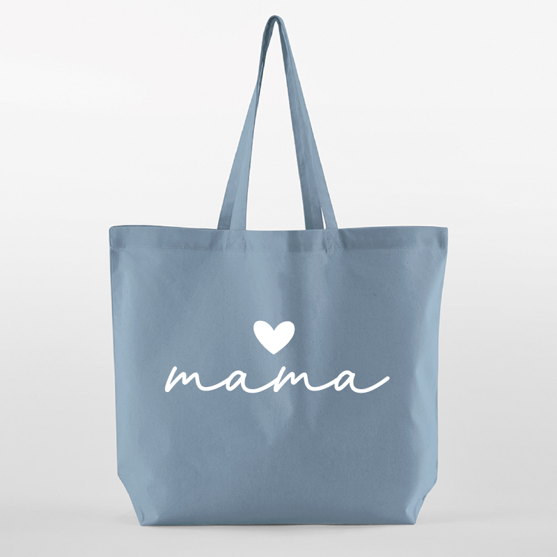 Maxi bombažna torba Mama - dusty blue