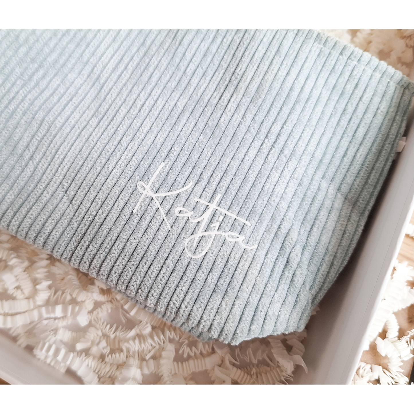 Žametna torbica z imenom - modra