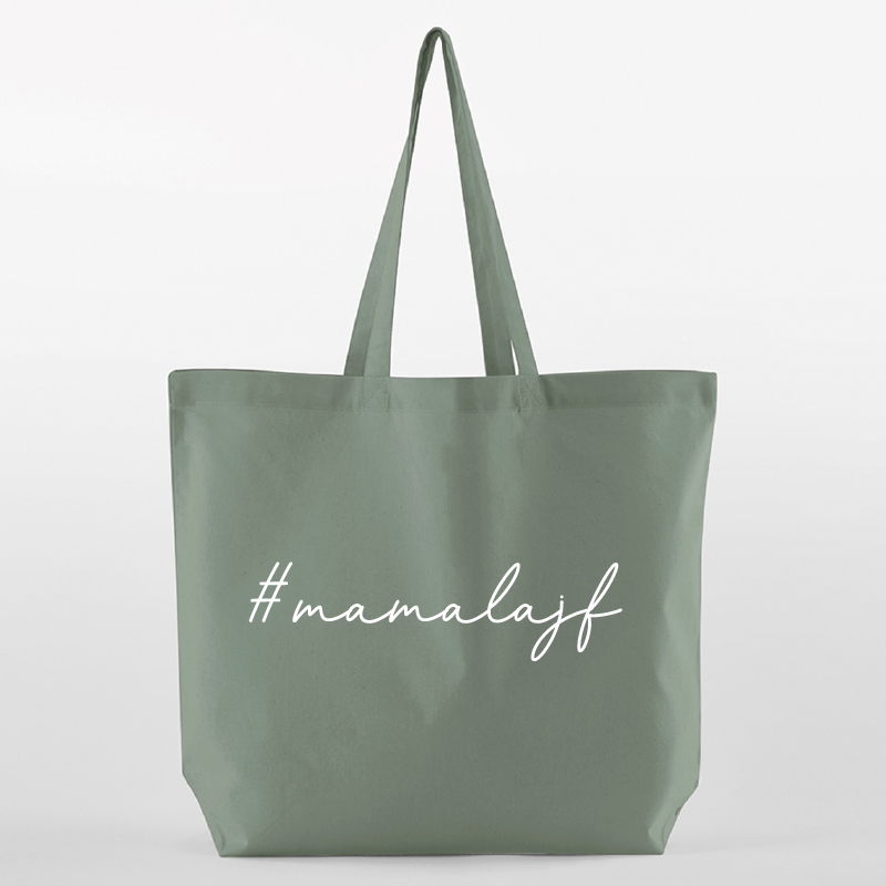 Maxi bombažna torba #mamalajf - dusty green