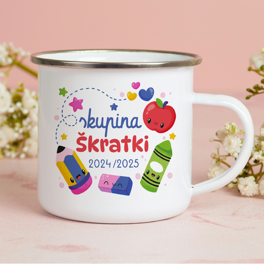 Emajlirana skodelica Ime skupine - napis po želji