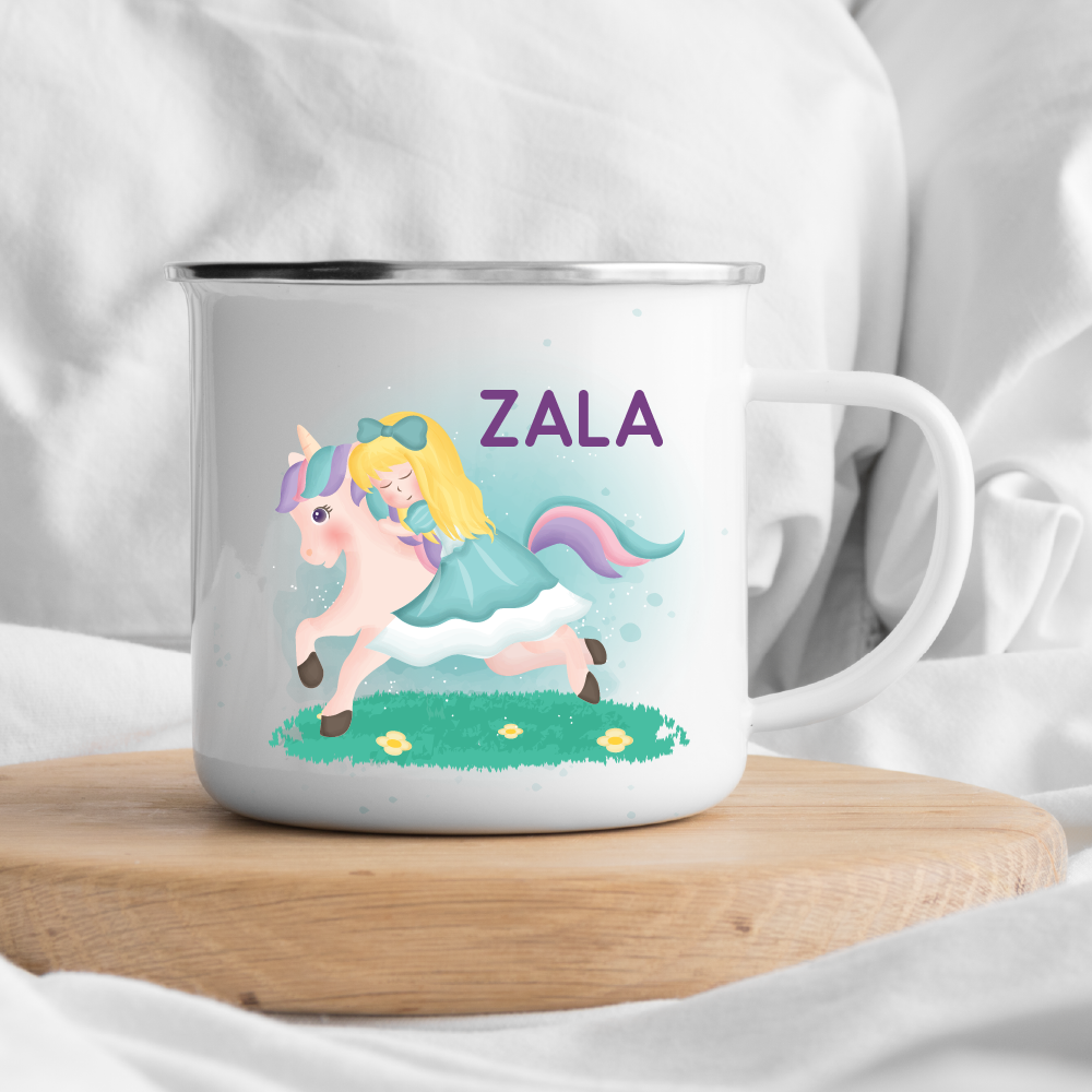 Emajlirana skodelica z imenom po izbiri - Magic unicorn