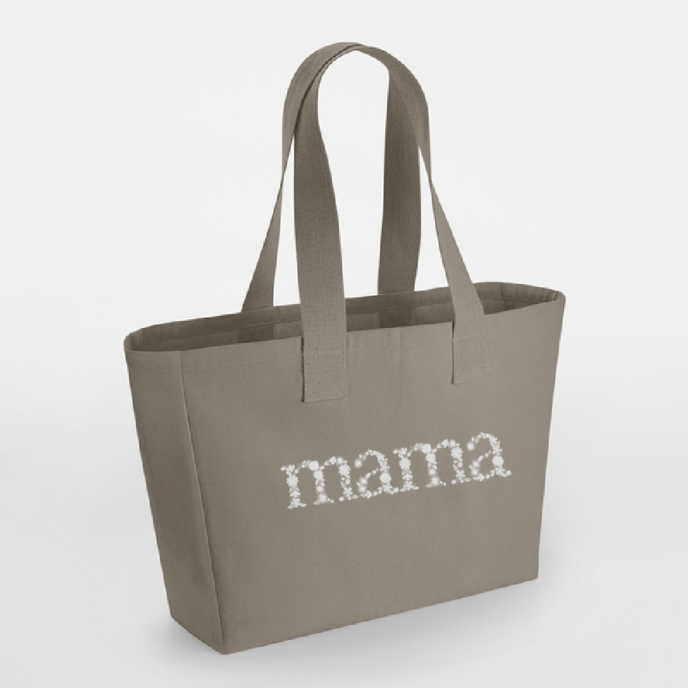 Platnena torba z ročaji in vezenino MAMA - siva